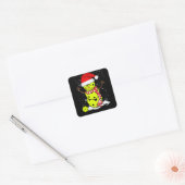 Pickleball-kerstman met Pet van Santa Vierkante Sticker (Envelop)