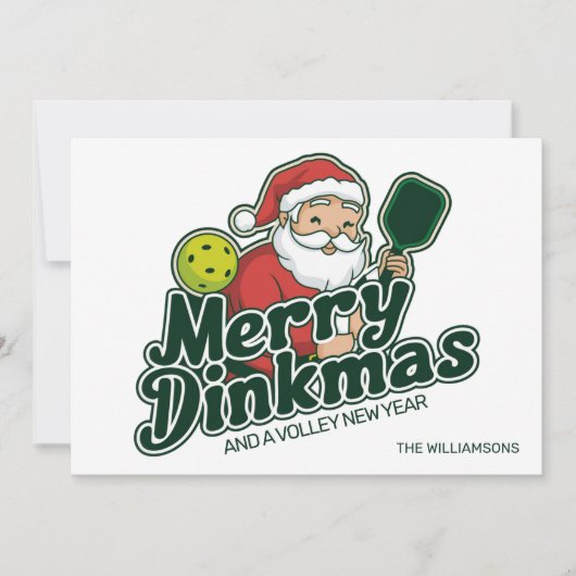 Pickleball Kerstman Santa Prettige Dinkmas Custom Feestdagenkaart (Voorkant)