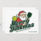 Pickleball Kerstman Santa Prettige Dinkmas Custom Feestdagenkaart (Voorkant / Achterkant)