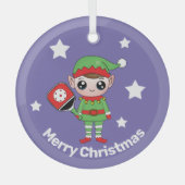 Pickleball Kerstmis Elf, Glass Ornament (Voorkant)