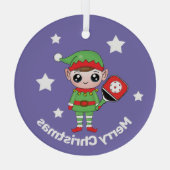 Pickleball Kerstmis Elf, Glass Ornament (Achterkant)