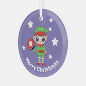 Pickleball Kerstmis Elf, Glass Ornament (Voorkant links)