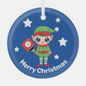 Pickleball Kerstmis Elf, Glass Ornament (Voorkant)