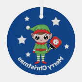 Pickleball Kerstmis Elf, Glass Ornament (Achterkant)