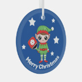 Pickleball Kerstmis Elf, Glass Ornament (Voorkant Rechts)