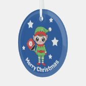 Pickleball Kerstmis Elf, Glass Ornament (Voorkant links)
