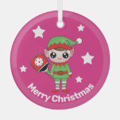 Pickleball Kerstmis Elf, Glass Ornament (Voorkant)