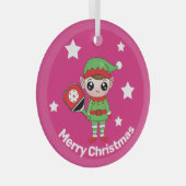 Pickleball Kerstmis Elf, Glass Ornament (Voorkant Rechts)