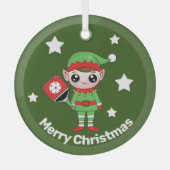 Pickleball Kerstmis Elf, Glass Ornament (Voorkant)