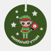 Pickleball Kerstmis Elf, Glass Ornament (Achterkant)