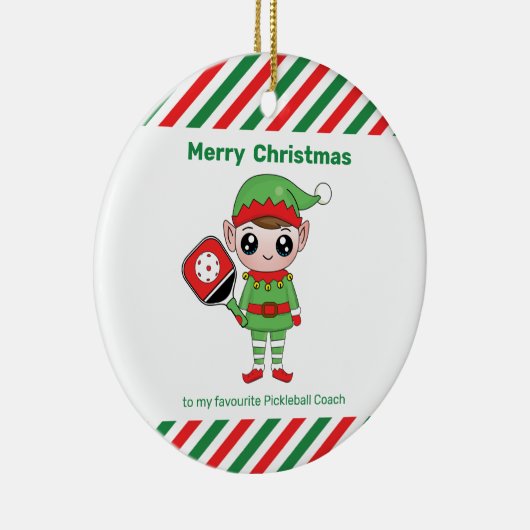 Pickleball Kerstmis Elf, keramisch Ornament (Rechts)