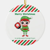 Pickleball Kerstmis Elf, keramisch Ornament (Voorkant)