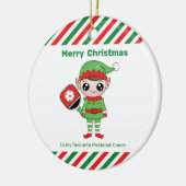 Pickleball Kerstmis Elf, keramisch Ornament (Links)