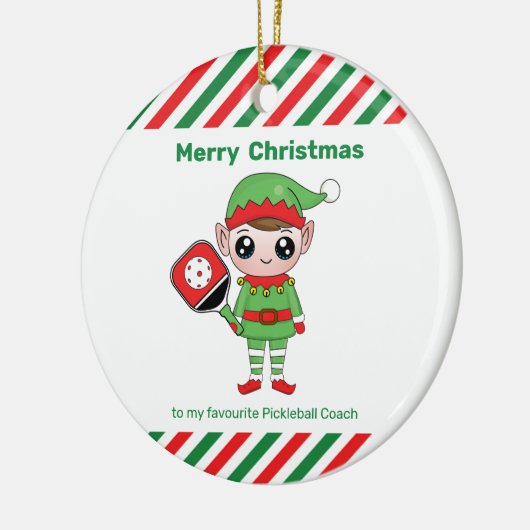 Pickleball Kerstmis Elf, keramisch Ornament (Links)