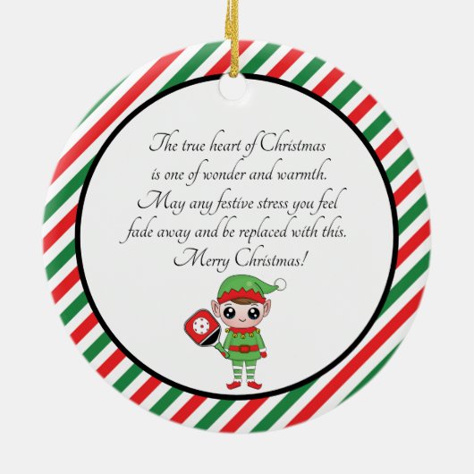 Pickleball Kerstmis Elf, keramisch Ornament (Achterkant)