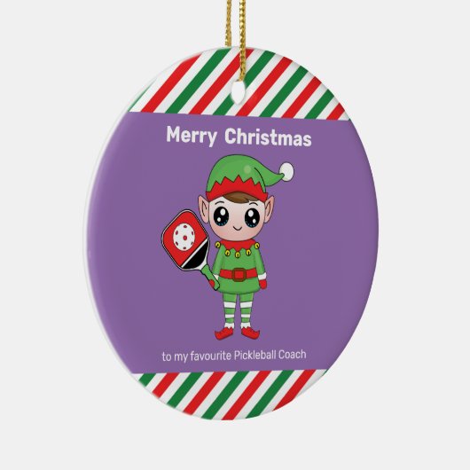 Pickleball Kerstmis Elf, keramisch Ornament (Rechts)