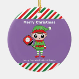 Pickleball Kerstmis Elf, keramisch Ornament