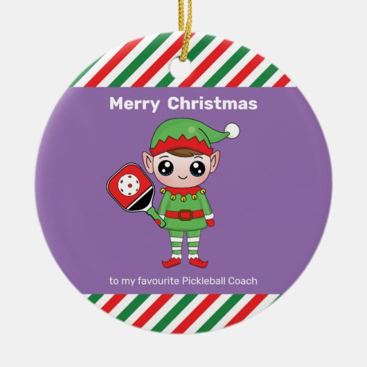 Pickleball Kerstmis Elf, keramisch Ornament (Voorkant)