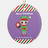 Pickleball Kerstmis Elf, keramisch Ornament (Links)