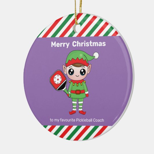 Pickleball Kerstmis Elf, keramisch Ornament (Links)