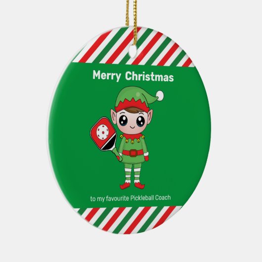 Pickleball Kerstmis Elf, keramisch Ornament (Rechts)