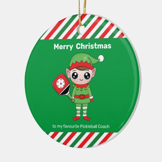 Pickleball Kerstmis Elf, keramisch Ornament (Links)
