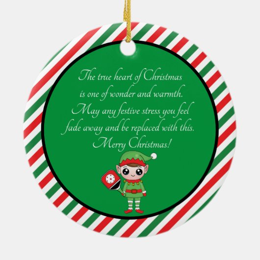 Pickleball Kerstmis Elf, keramisch Ornament (Achterkant)