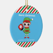 Pickleball Kerstmis Elf, keramisch Ornament (Rechts)