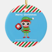 Pickleball Kerstmis Elf, keramisch Ornament (Voorkant)
