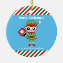 Pickleball Kerstmis Elf, keramisch Ornament