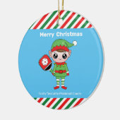 Pickleball Kerstmis Elf, keramisch Ornament (Links)