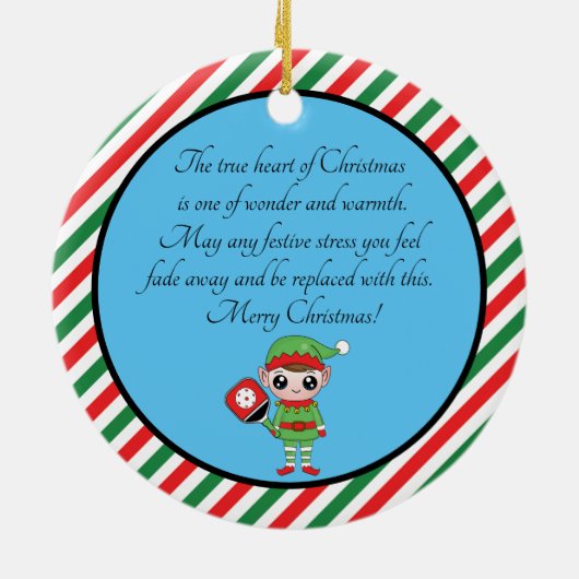 Pickleball Kerstmis Elf, keramisch Ornament (Achterkant)