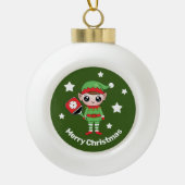 Pickleball Kerstmis Elf, Keramische Bal Ornament (Voorkant)