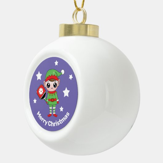 Pickleball Kerstmis Elf, Keramische Bal Ornament (Rechts)