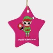 Pickleball Kerstmis Elf, Star-keramisch Ornament (Rechts)