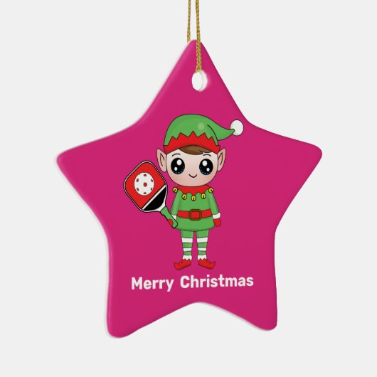 Pickleball Kerstmis Elf, Star-keramisch Ornament (Rechts)