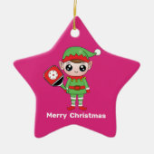 Pickleball Kerstmis Elf, Star-keramisch Ornament (Voorkant)