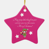 Pickleball Kerstmis Elf, Star-keramisch Ornament (Achterkant)