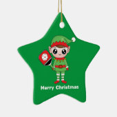 Pickleball Kerstmis Elf, Star-keramisch Ornament (Rechts)