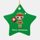 Pickleball Kerstmis Elf, Star-keramisch Ornament (Voorkant)