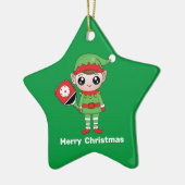Pickleball Kerstmis Elf, Star-keramisch Ornament (Links)