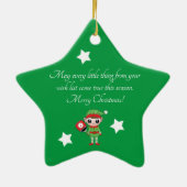 Pickleball Kerstmis Elf, Star-keramisch Ornament (Achterkant)