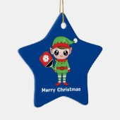 Pickleball Kerstmis Elf, Star-keramisch Ornament (Rechts)