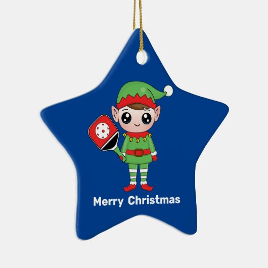 Pickleball Kerstmis Elf, Star-keramisch Ornament (Rechts)