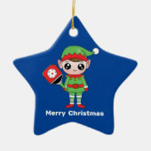 Pickleball Kerstmis Elf, Star-keramisch Ornament (Voorkant)