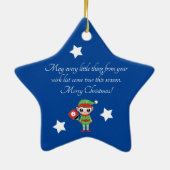 Pickleball Kerstmis Elf, Star-keramisch Ornament (Achterkant)