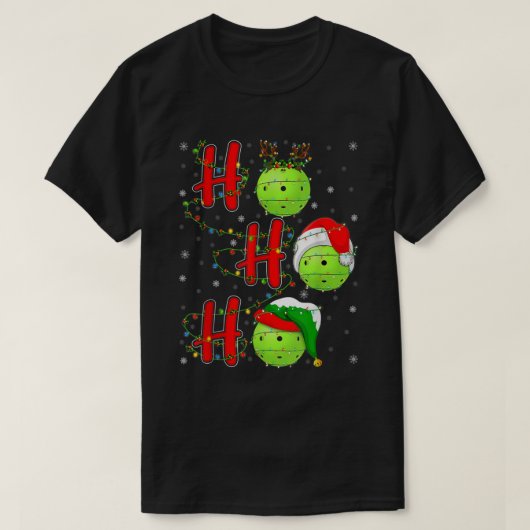 Pickleball Kerstmis Funny Santa Hat Holiday Ho Ho T-shirt (Design voorkant)
