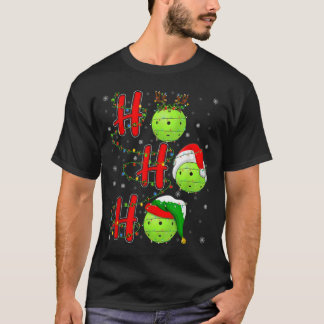 Pickleball Kerstmis Funny Santa Hat Holiday Ho Ho T-shirt