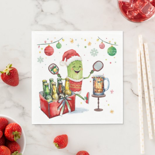 Pickleball Kerstmis met bier voor kerstfeest Servet (Insitu)