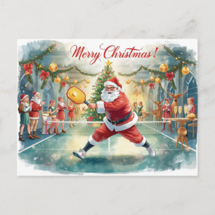 Pickleball Kerstmis met Kerstman Prettig Kerstfees Feestdagenkaart
